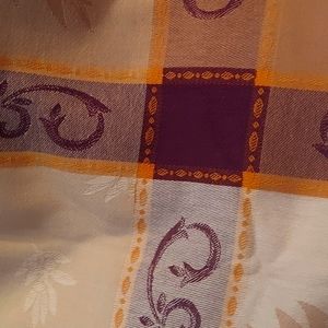 Table linen made in France 100% cotton damask.  92" x 62" approximately.